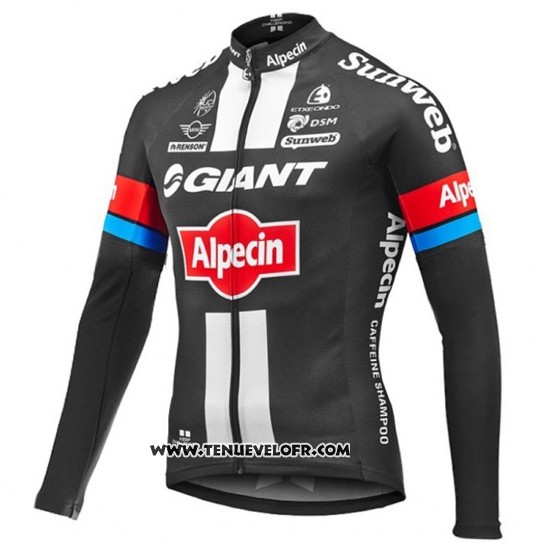 2016 Maillot Ciclismo Giant Alpecin Noir et Rouge Manches Longues et Cuissard